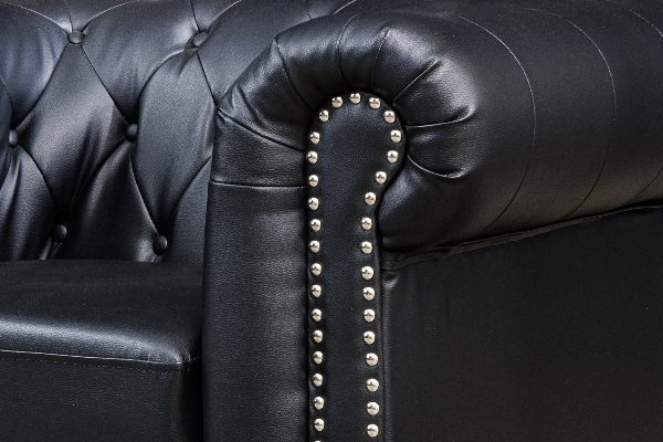 Sessel CHESTERFIELD Kunstleder Antiklook schwarz der Firma Casa Élite