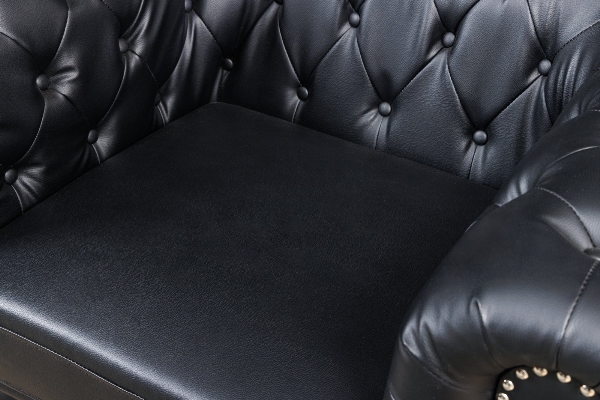 Sessel CHESTERFIELD Kunstleder Antiklook schwarz der Firma Casa Élite