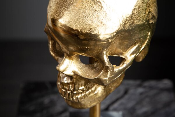 Skulptur SKULL gold mit Marmorsockel der Firma Casa Élite