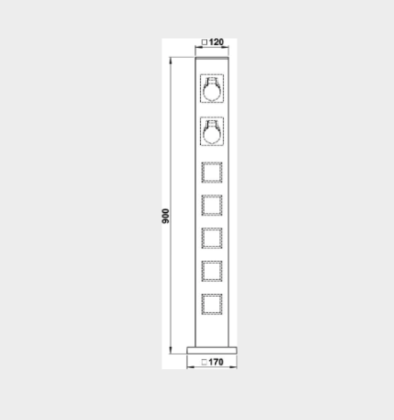 Energiesäule leer bis zu 7 Einsätzen der Firma Albert Leuchten