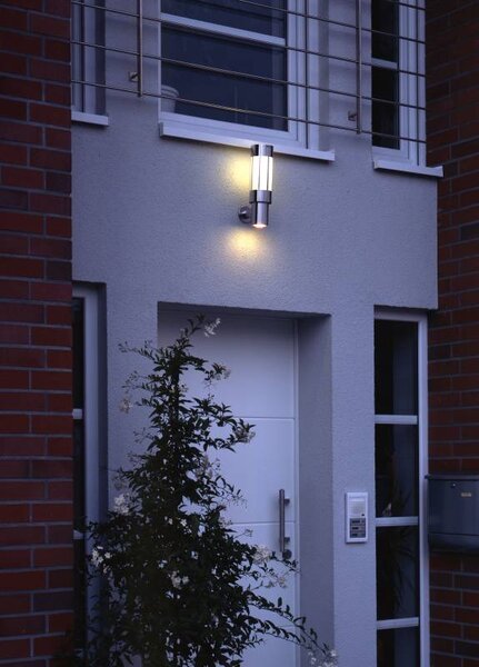 Wandleuchte Typ Nr. 0243 - mit zus. Unterlicht - Edelstahl, für 1 x Lampe E27 mit zus. Unterlicht für 1 x PAR 16 GU10 der Firma Albert Leuchten
