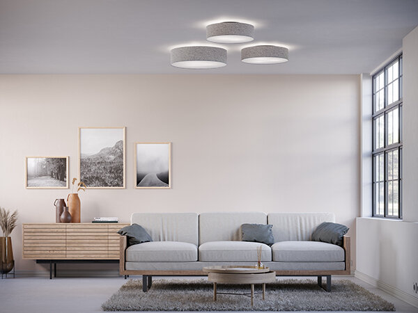 Soft ceiling D600 grey wool E27 der Firma Belid Leuchten