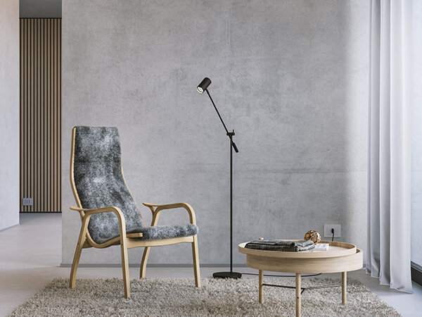 Tyson floor lamp tilt black structure GU10 der Firma Belid Leuchten