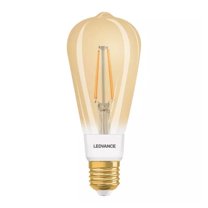 Serie MEGALED VON ALLE von Alle von UNI-Elektro Ledvance Smart+ Zigbee E27 Edison Classic Fadenlampe Gold 6W 680lm - 825 Extra Warmweiß | Dimmbar - Ersatz für 50W 242891